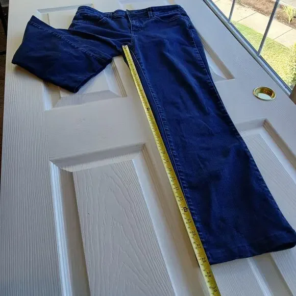 NYDJ Marilyn Straight Jeans 12 Lift Tuck dark wash blue 33W 28.5L hemmed short - Picture 15 of 16